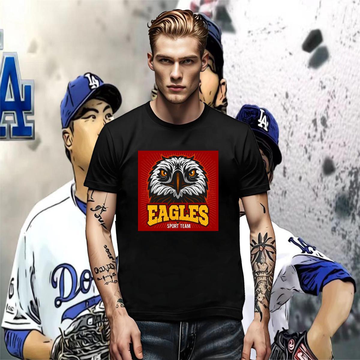 Custom Men Tops Tees eagle Street Casual 230g 100% Cotton Tees Shirts Crew Neck Breathable Cool Design Men T Shirts Anime Print