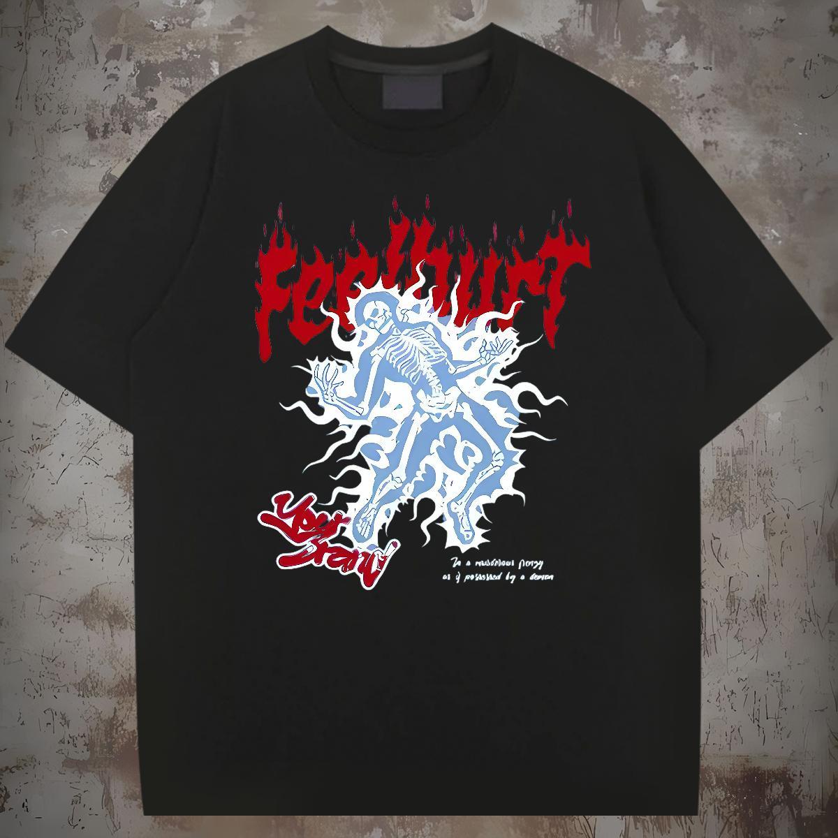 Unisex Man T Shirts 230g Pure Cotton skull Casual Custom Big Size O Neck Short Sleeves Mens Tshirts Fashion New Tops Shirt