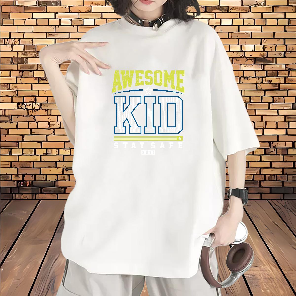 Nice Lady T shirt 230g Pure Cotton letter Street T Shirts Women O-Neck Short Sleeve Plus Size Cartoon Polos
