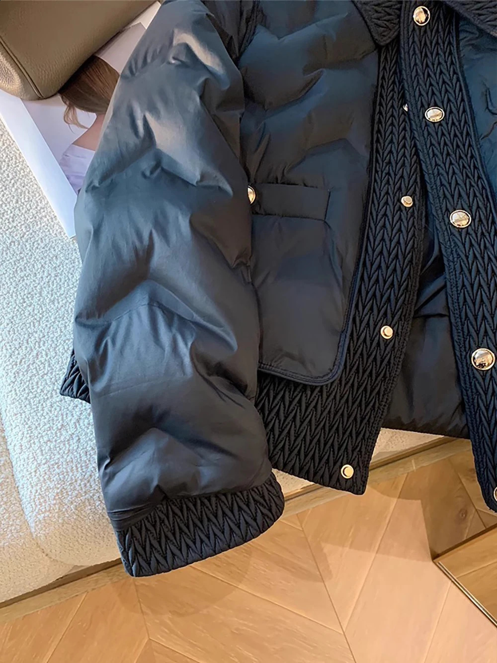 Women Cotton Padded Coats Autumn Winter Lightweight Fashion Turn-down Collar Quilted Jacket Outerwear Female Warm Overcoats 240823