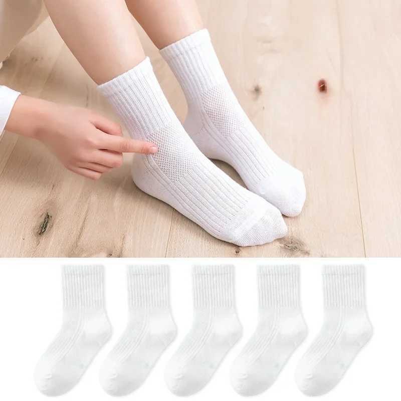 5 Pairs/ Lot kids sock Soft Breathable Cotton School Socks Girls Boys Casual Grey Black White Sports Childrens Socks CL240824