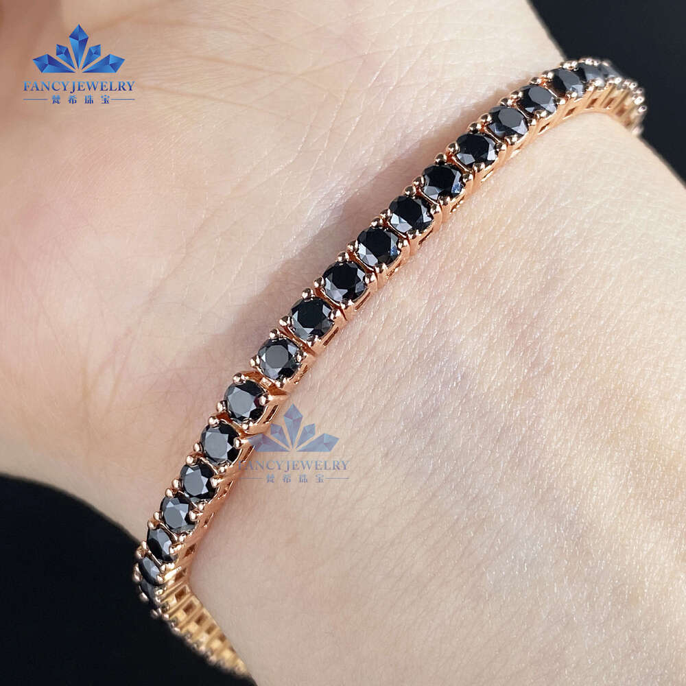 Factory wholesale top tennis necklace 4mm iced out necklace sterg sier diamond black moissanite tennis chain