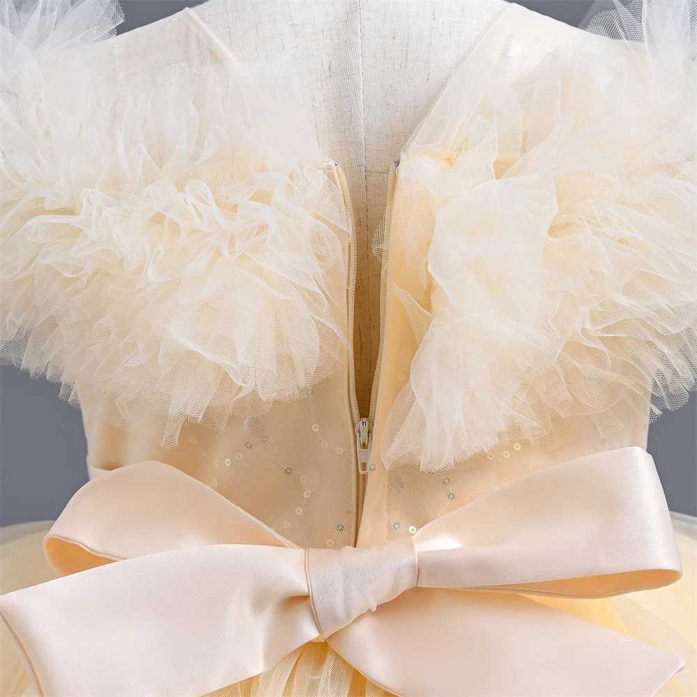 Yoliyolei pleated collar childrens wedding dress suitable for girls comfortable chiffon luxury ball dress from 11 to 15 years old W240823