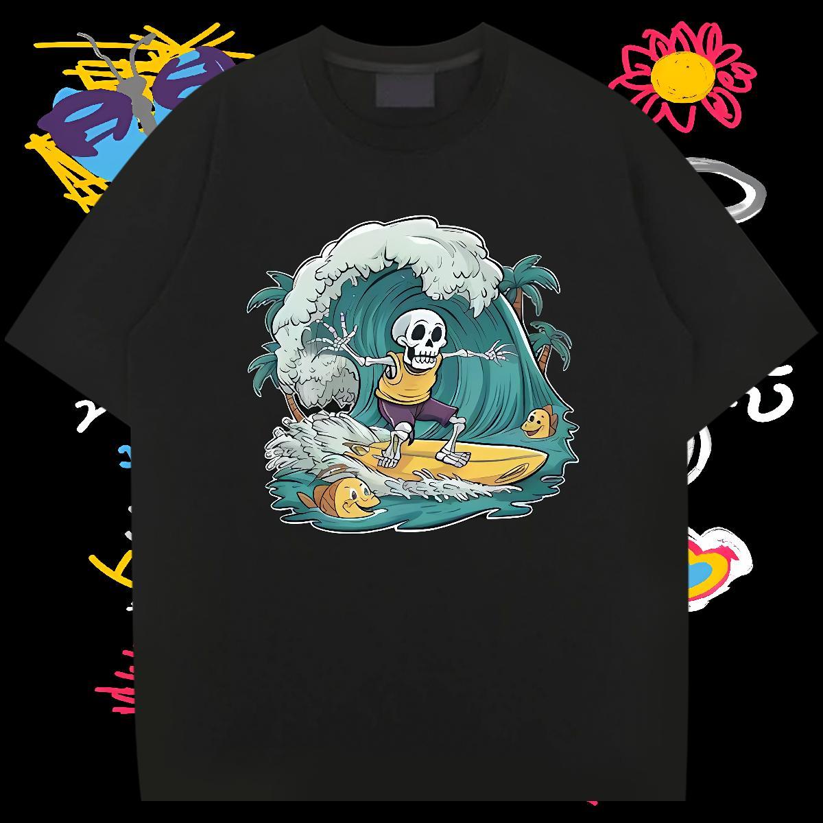 Brand T Shirt For Man 230g Cotton skateboarding Street Casual Anime Breathable Crew Neck Tshirts Designer Fashion Tops Shirt