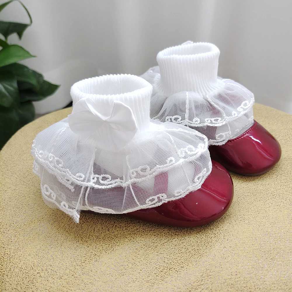 Newborn Baby Socken Lace Girls Ankle Socks Bows Toddlers Cotton Sock Cute Frilly Socks For Children Young Girls Dance Sock CL240824