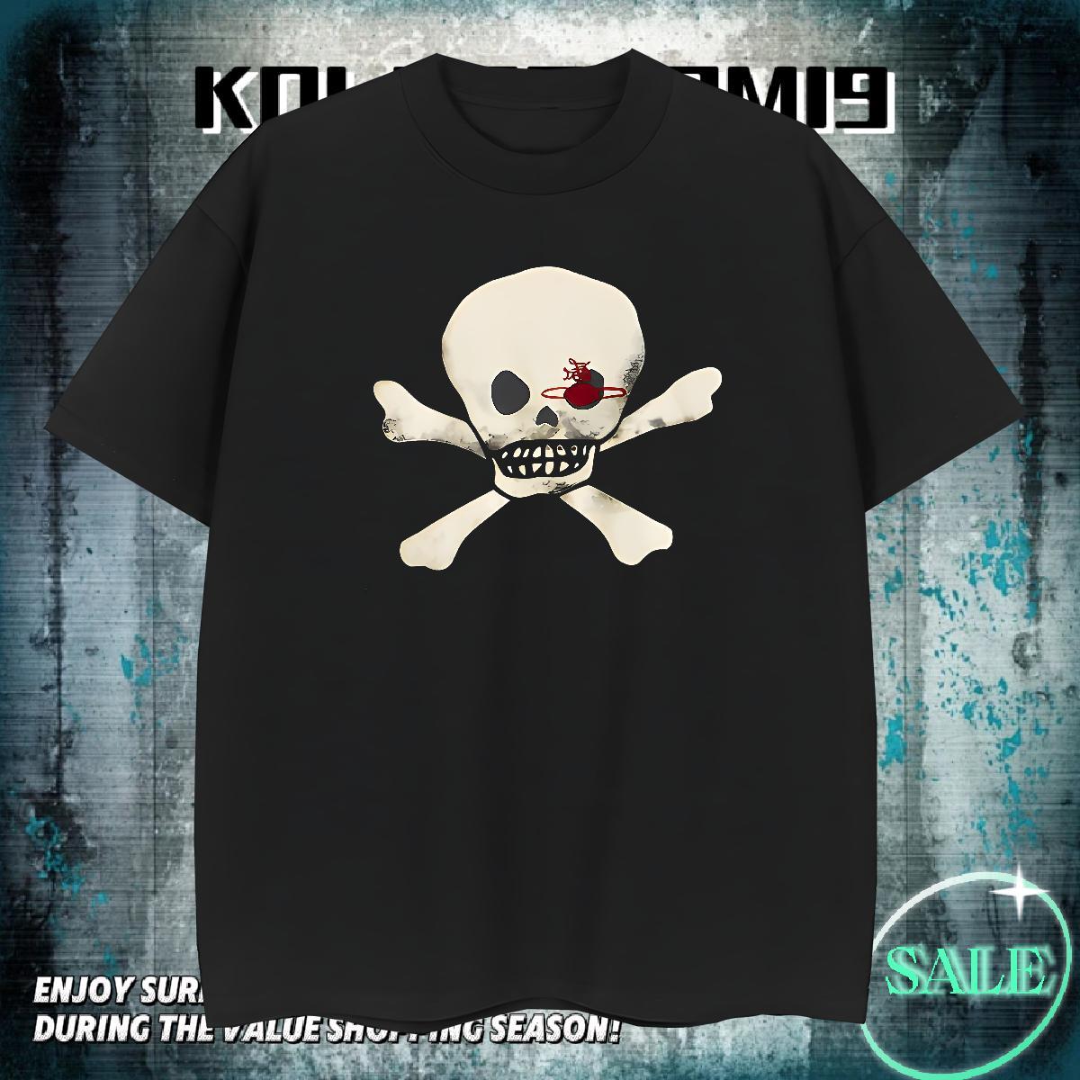 Soft T-Shirts for Men 230g Pure Cotton skull Beach Anime O Neck Short Sleeves Couples T Shirts Free Shipping Clothings