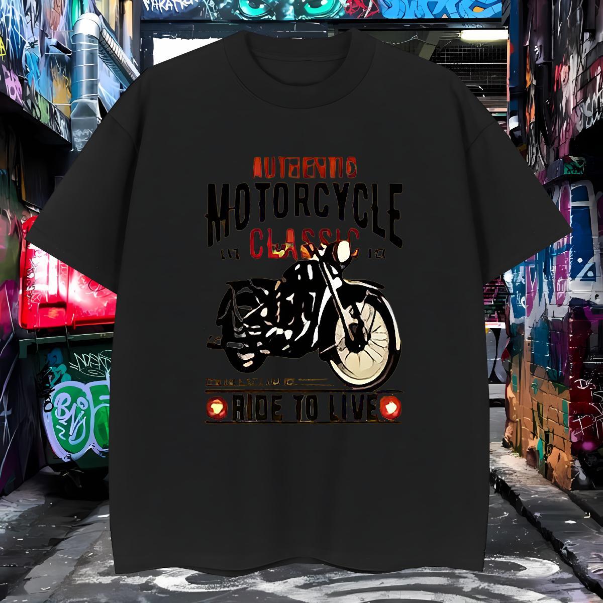 Cool T Shirt For Man 230g Cotton Motorcycle Spring Summer Cartoon Printing L-4XL Crew Neck Couples T Shirts Customized Tops Shirt