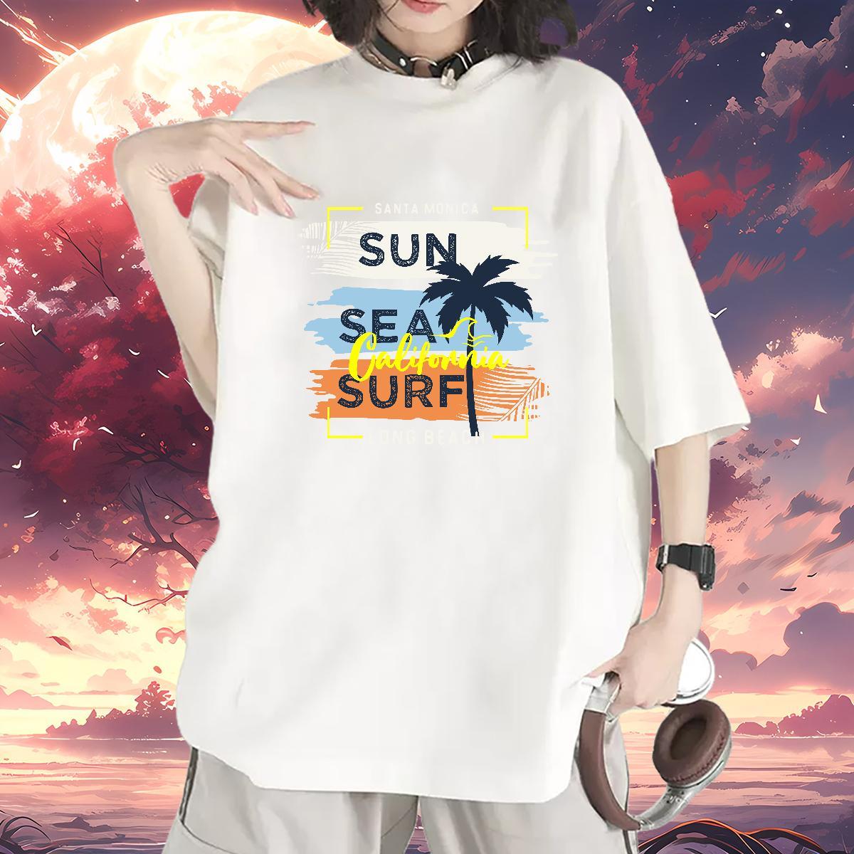 Nice Couples T Shirts 230g Cotton letter Casual Daily Wear Woman T Shirts Breathable Crew Neck Custom Printed Clothings