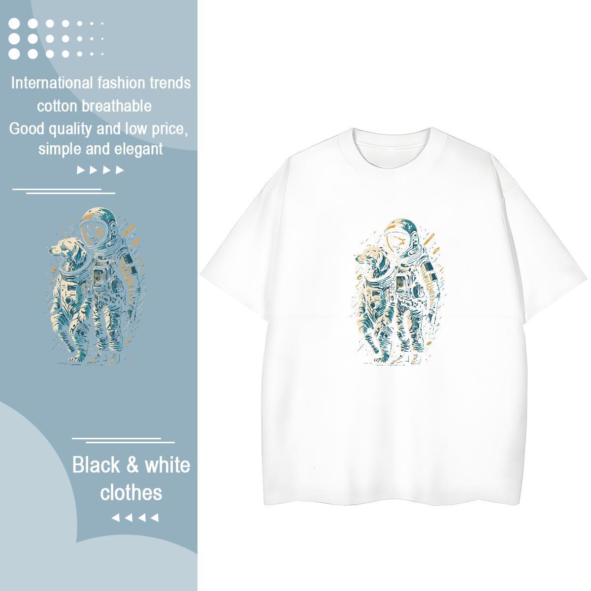 Designer Unisex Tshirts 230g Pure Cotton cosmonaut Casual Women T Shirts O Neck Short Sleeves Anime Oversized Clothings