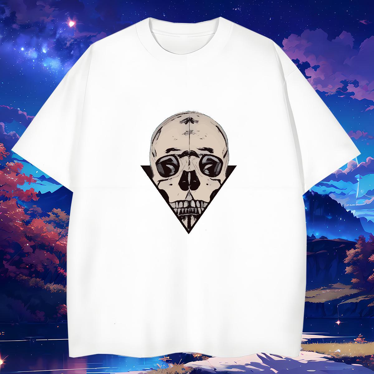 Popular T shirt 230g Cotton skull Home Outdoor Black Oversized Breathable Crew Neck Couples T Shirts Fashion Design Clothes