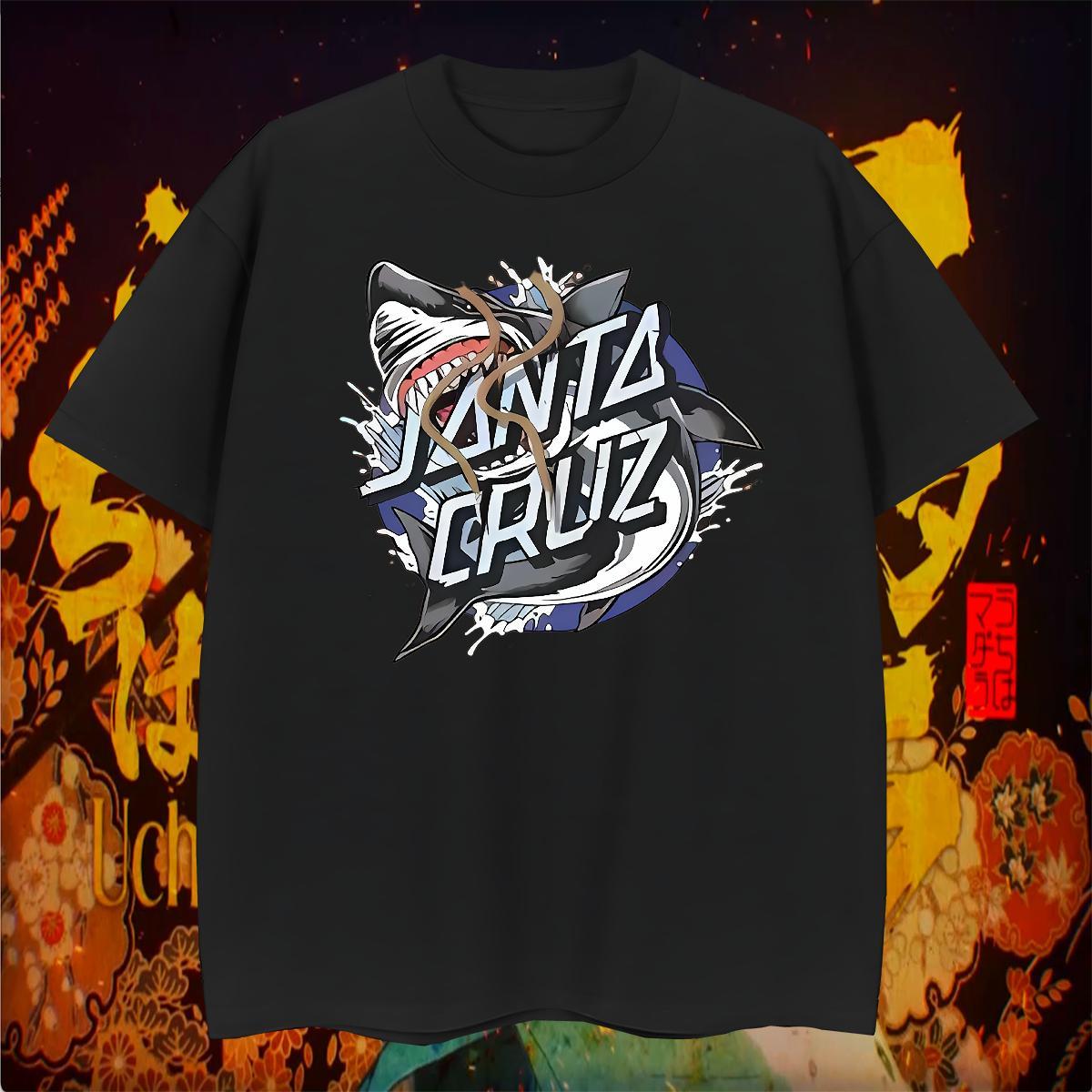 New Arrival Men Clothes T-Shirt shark Daily Wear 230g Pure Cotton Tee Shirt Crew Neck High Quality Man T Shirts Cartoon Printing L-4XL