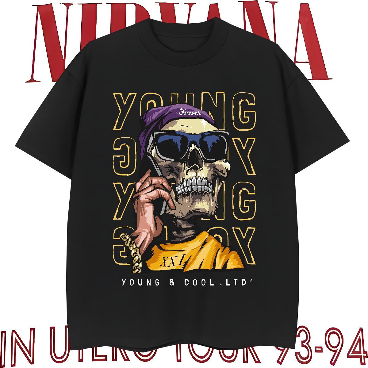 Designer Men T Shirts 230g Pure Cotton skull Daily Wear Custom Print Oversized Crew Neck Men Tees Fashion New Tees Shirts