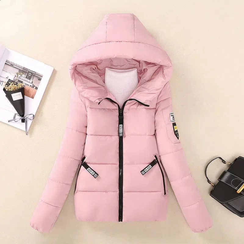 winter jacket womens Parkas hooded short Parka warm thick loose cotton padded 240823