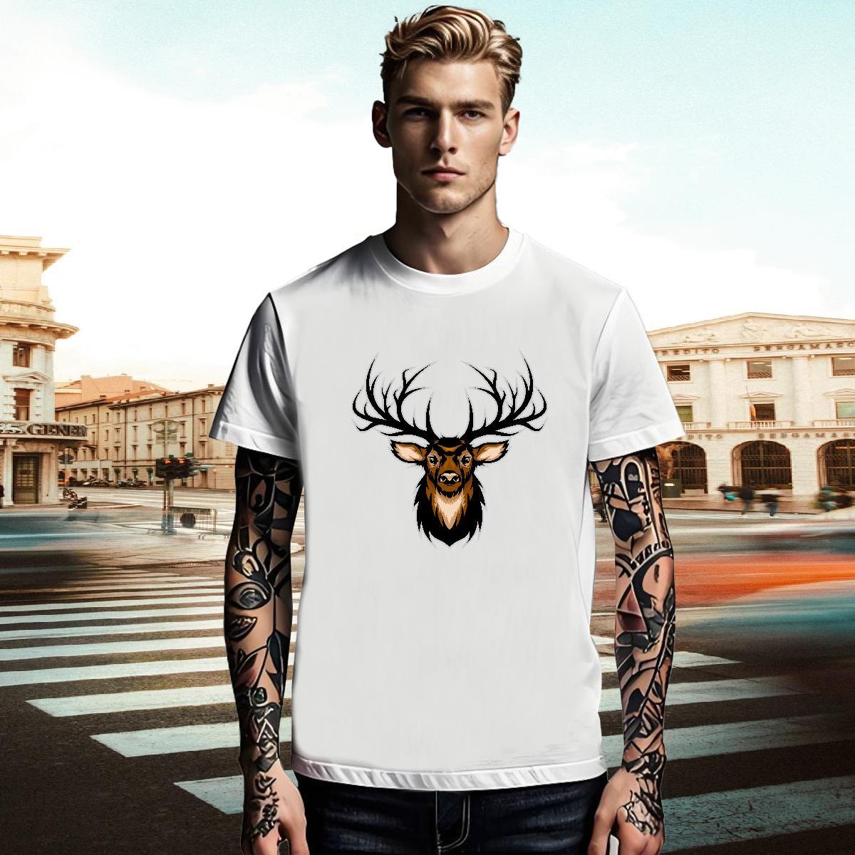 Customized Men Tees deer Outdoor 230g Cotton Tops Tees O-Neck Short Sleeve Unisex Men T Shirts Plus Size Custom