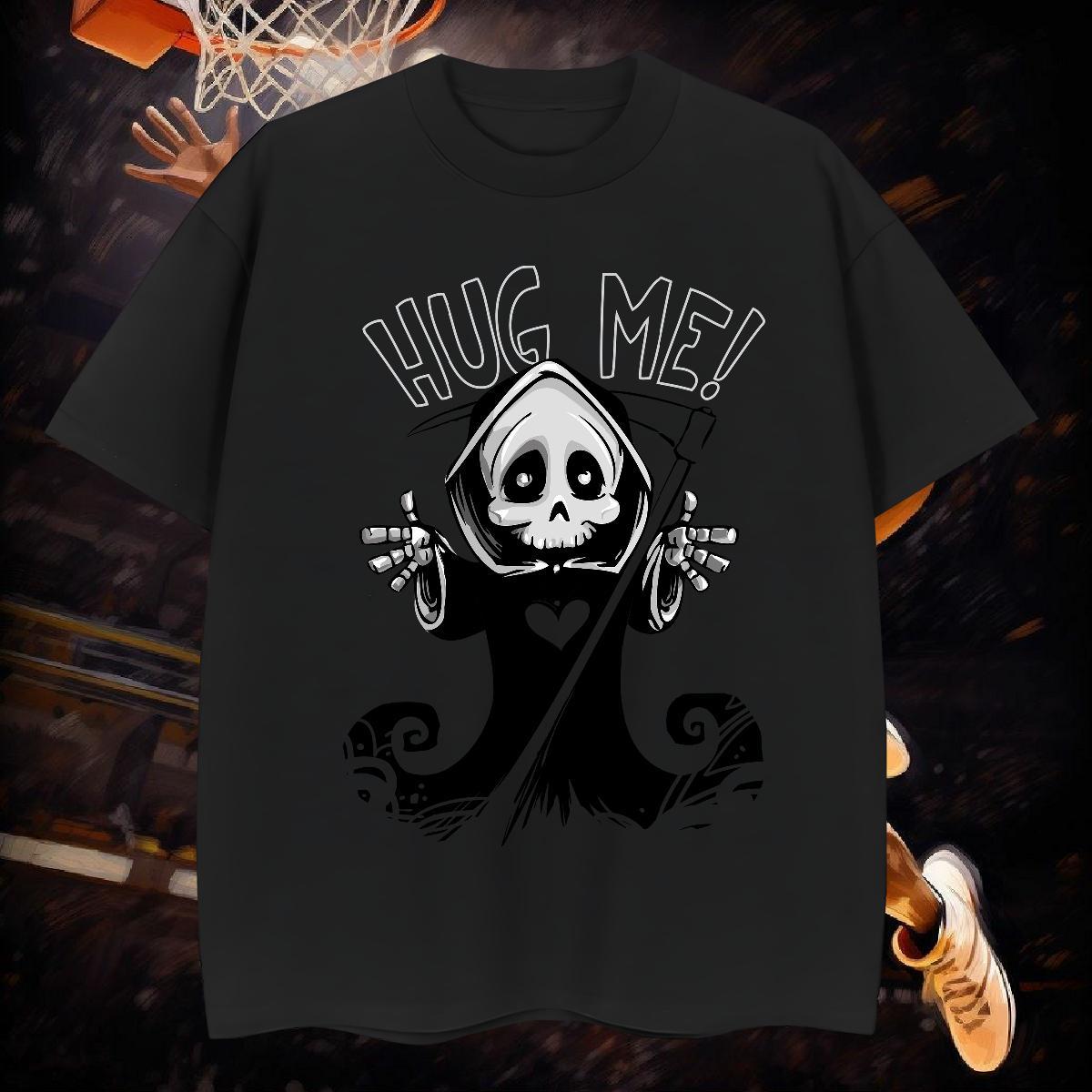 Unisex T shirt 230g Pure Cotton skull Street Casual DIY Printed Breathable Crew Neck Men Clothes T-Shirt Fashion Casual Wear