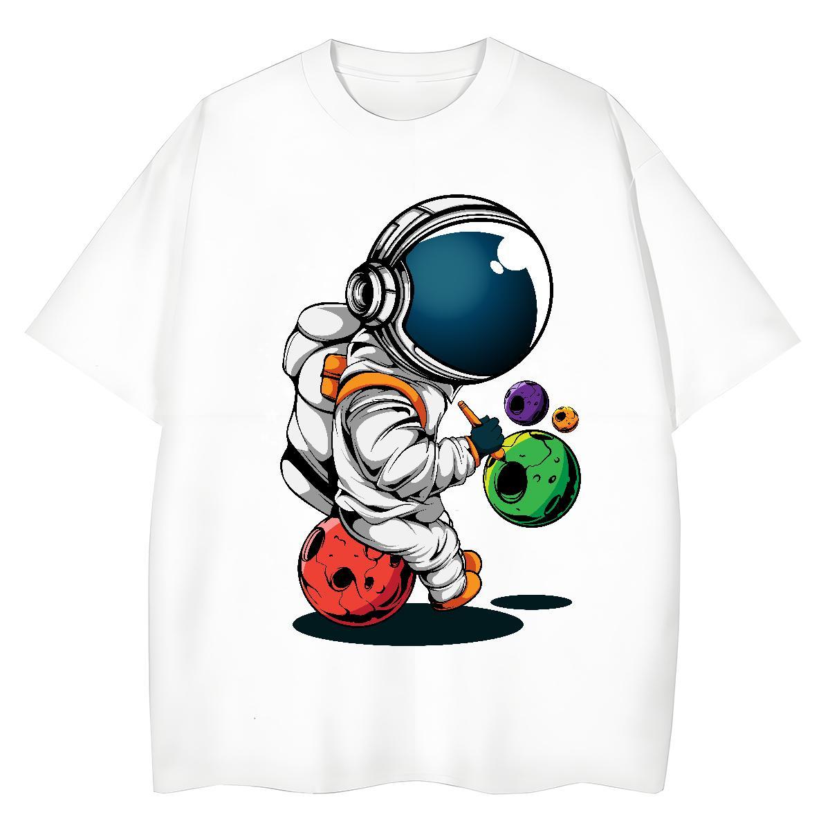 Popular Woman Tshirt 100% Cotton 230g universe Casual Daily Wear T Shirts Women Round Neck Short Sleeve Plus Size Cartoon Tees Shirts