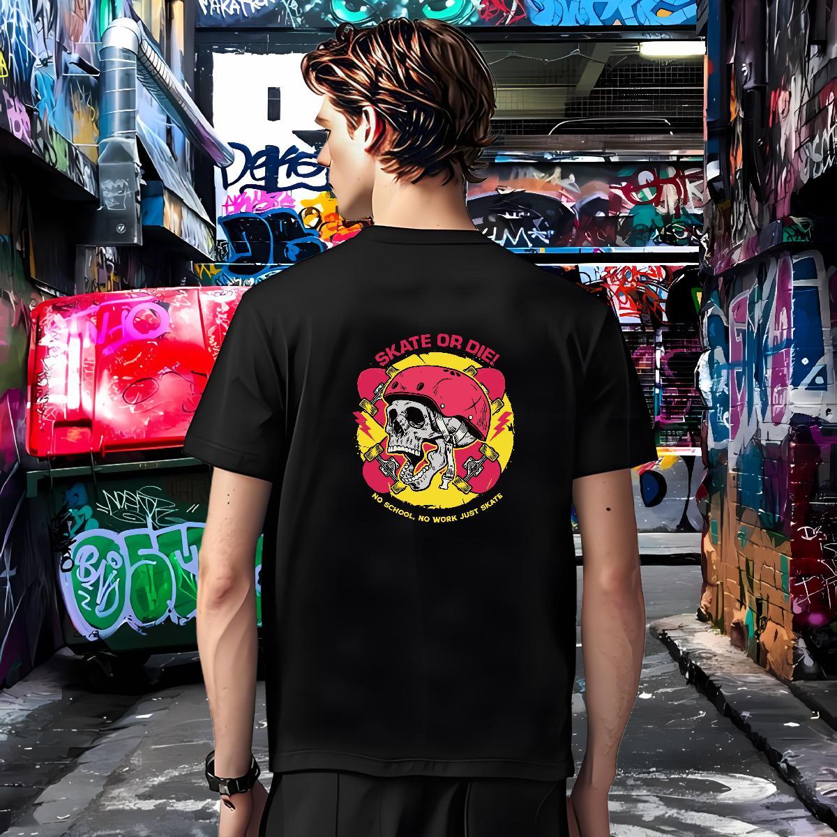 High Quality Man T Shirts 100% Cotton 230g skull Street Wear Graphic Breathable Crew Neck Men Tops Tees DIY Clothings