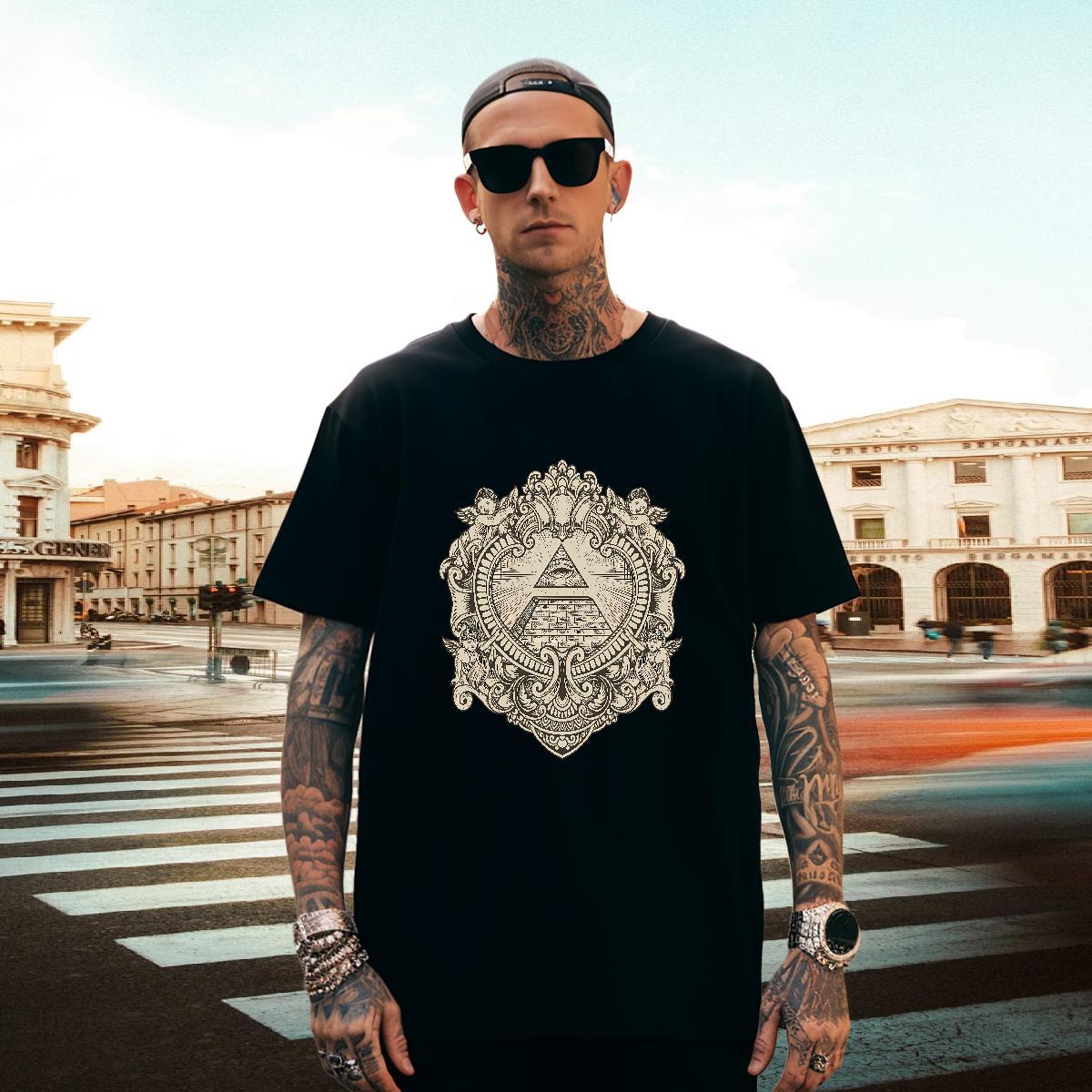 Cool Mens T Shirts 100% Cotton 230g eye of the devil Daily Wear Plus Size Cartoon Breathable Men Tshirts DIY Customized Tops Shirt