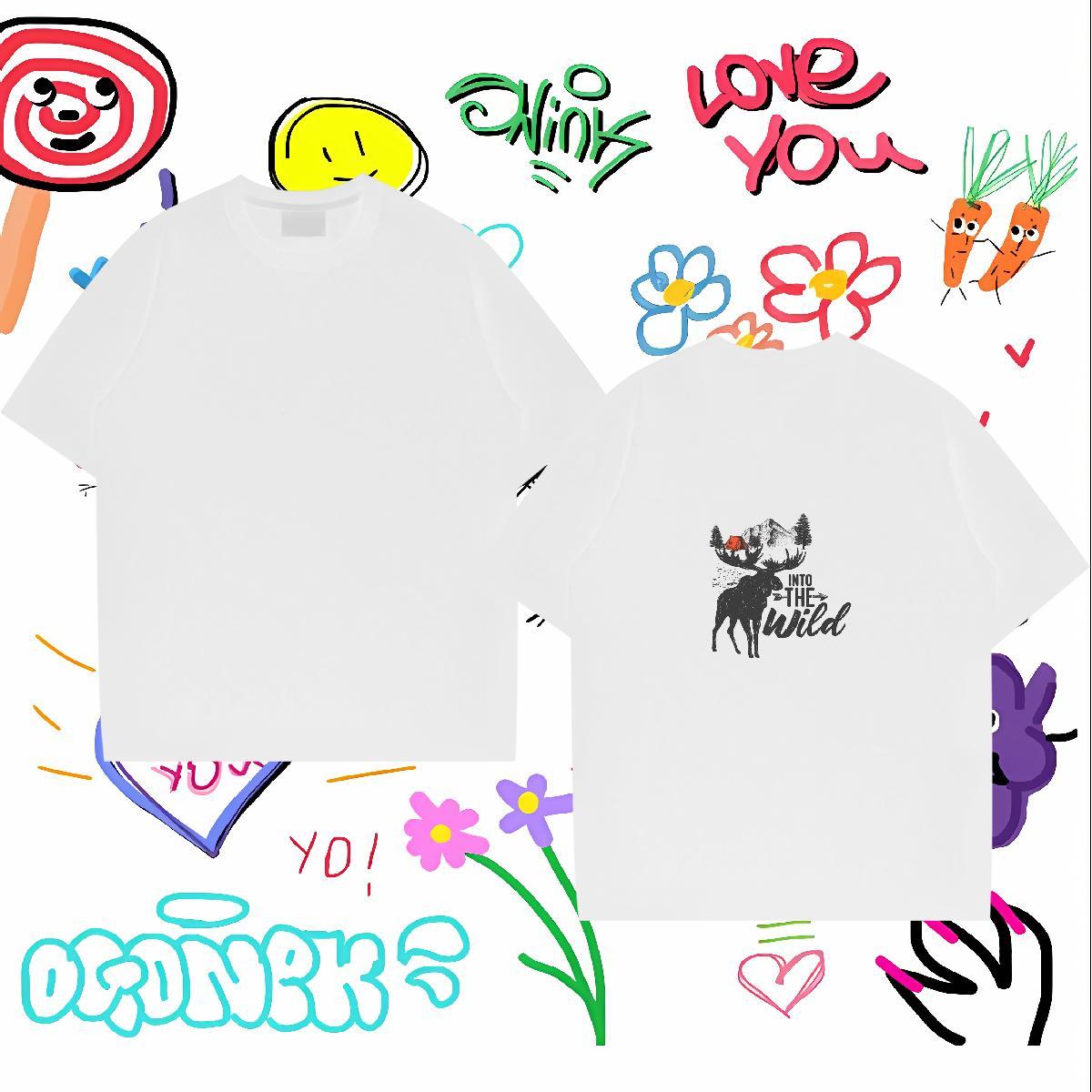 Wholesale Mens T Shirts 230g Pure Cotton mountains Spring Summer Custom Cartoon Round Neck Short Sleeve Men Tees 2024 Designer Clothes
