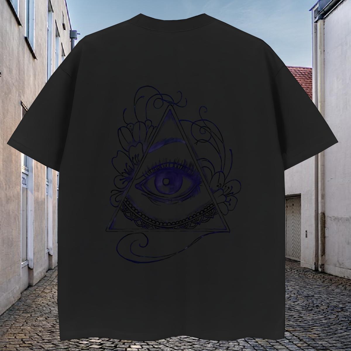 Loose Fit Man T Shirts 230g 100% Cotton eye of the devil Sport Anime Breathable Soft Couples T Shirts Fashion New Top Tees