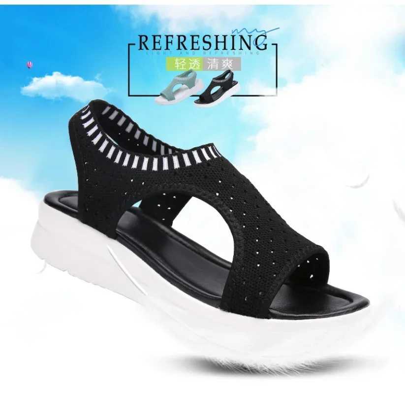 New Arrival Womens sandals breathable and comfortable shopping womens walking shoes wedge high heels summer platform sandals Mujer Plus size 42 T25031