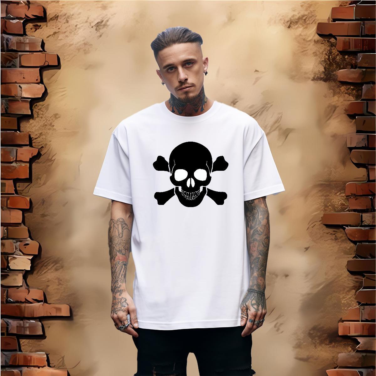 Loose Fit Man T Shirts 230g 100% Cotton skull High Street Hip Hop Custom Cartoon Round Neck Short Sleeve Tshirt for Man Woman Fashion Design Wear