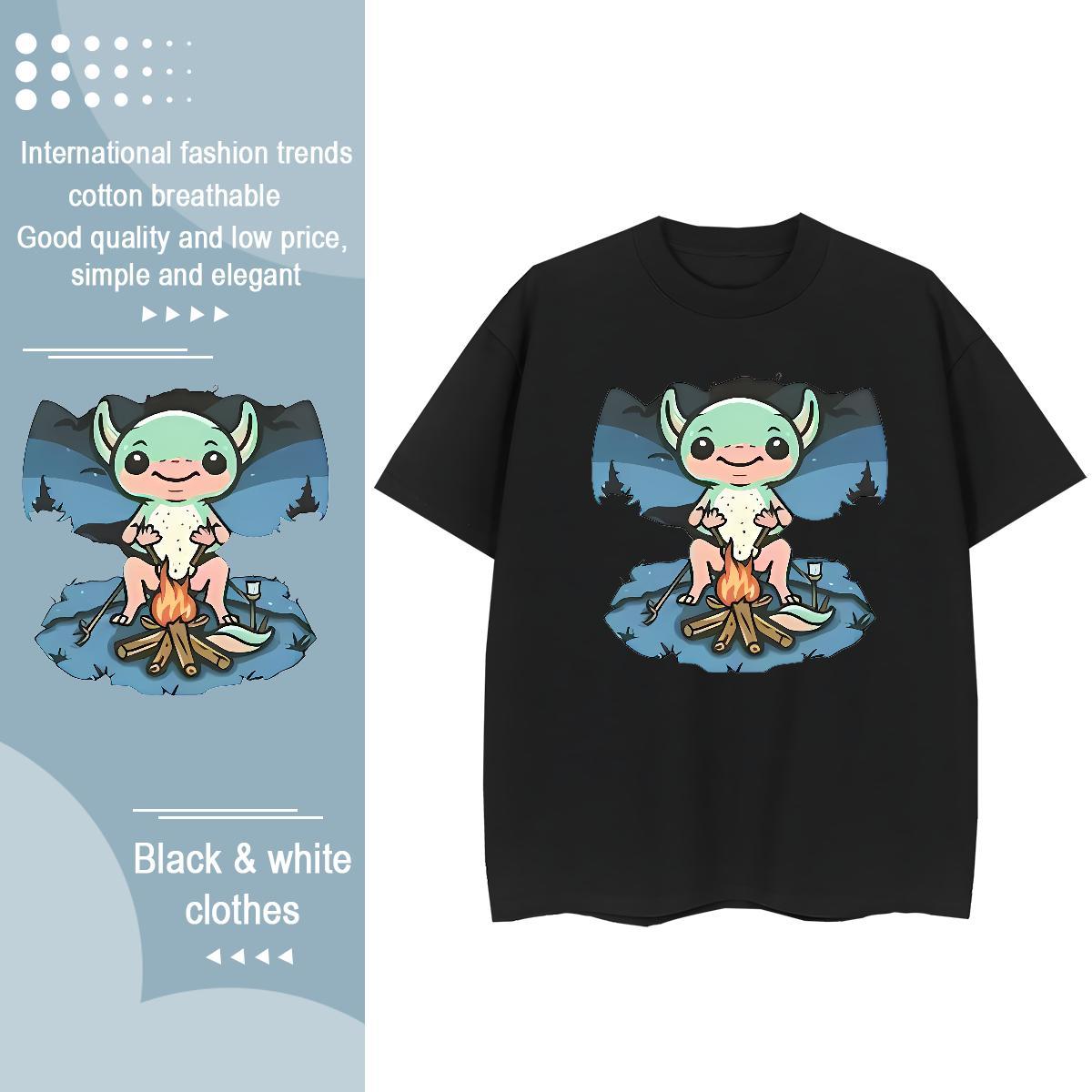 High quality Tshirt for Man Woman 230g Pure Cotton Little Monster Sport T-Shirts for Women Short Sleeve O-Neck Skull Clothes
