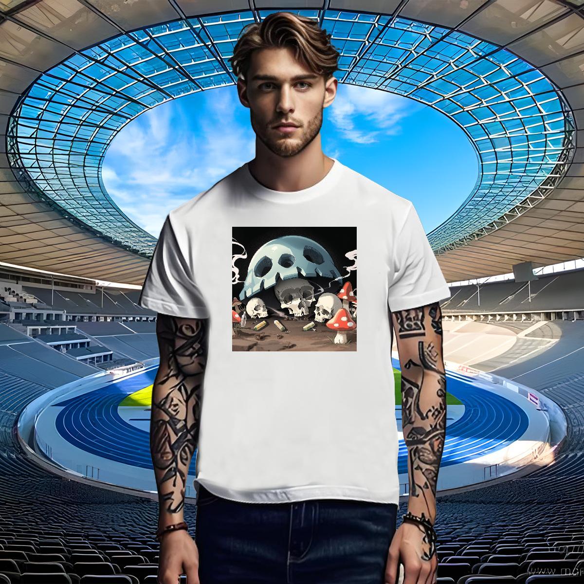 Free Shipping T Shirt For Man 100% Cotton 230g skull Casual Beach Customized Breathable Crew Neck Mens Tshirts Wholesale Polos