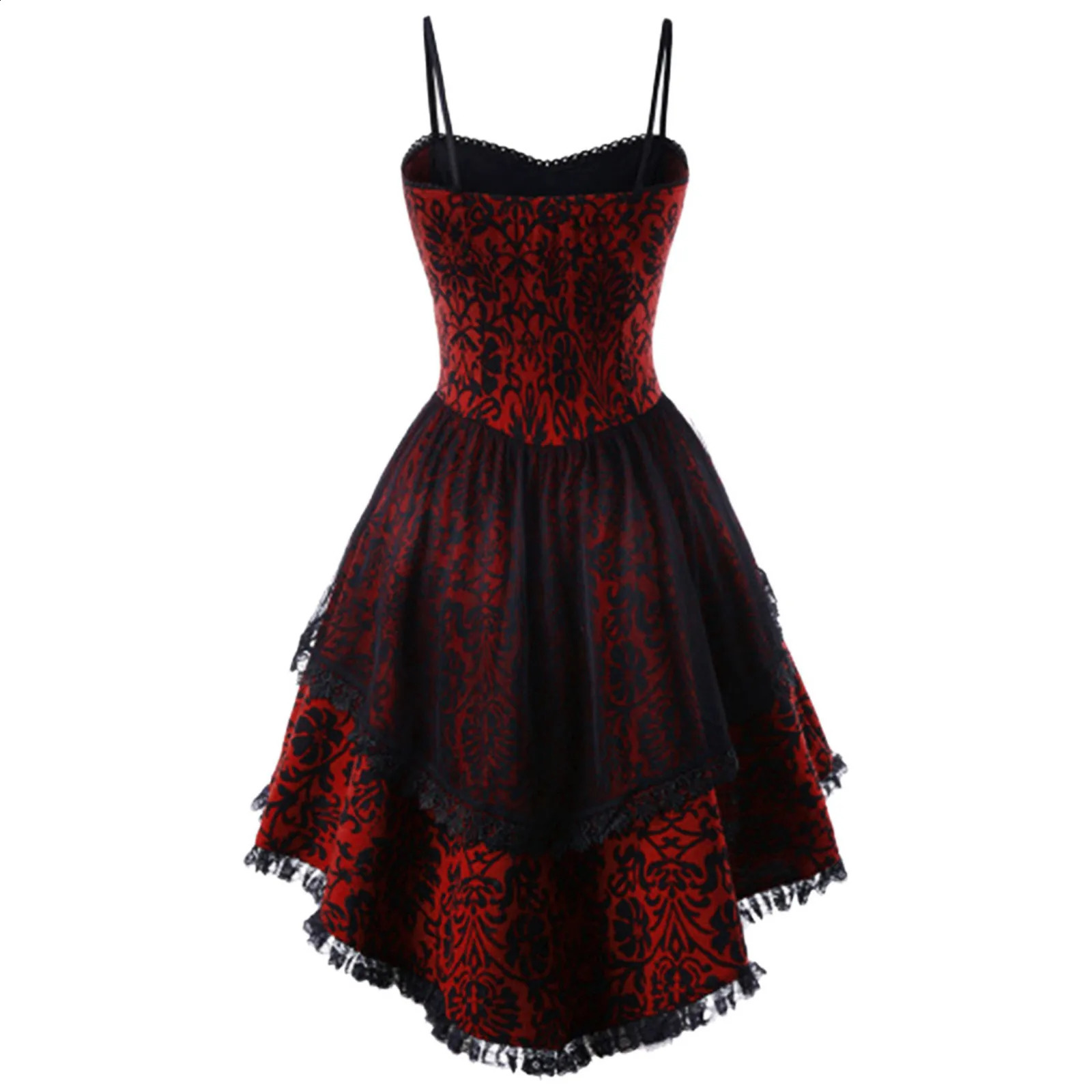 Lace Gothic Retro Dress Womens Halloween Role Playing Costume Irregular Sleeve Robe Medieval Ghost 2025 w240824
