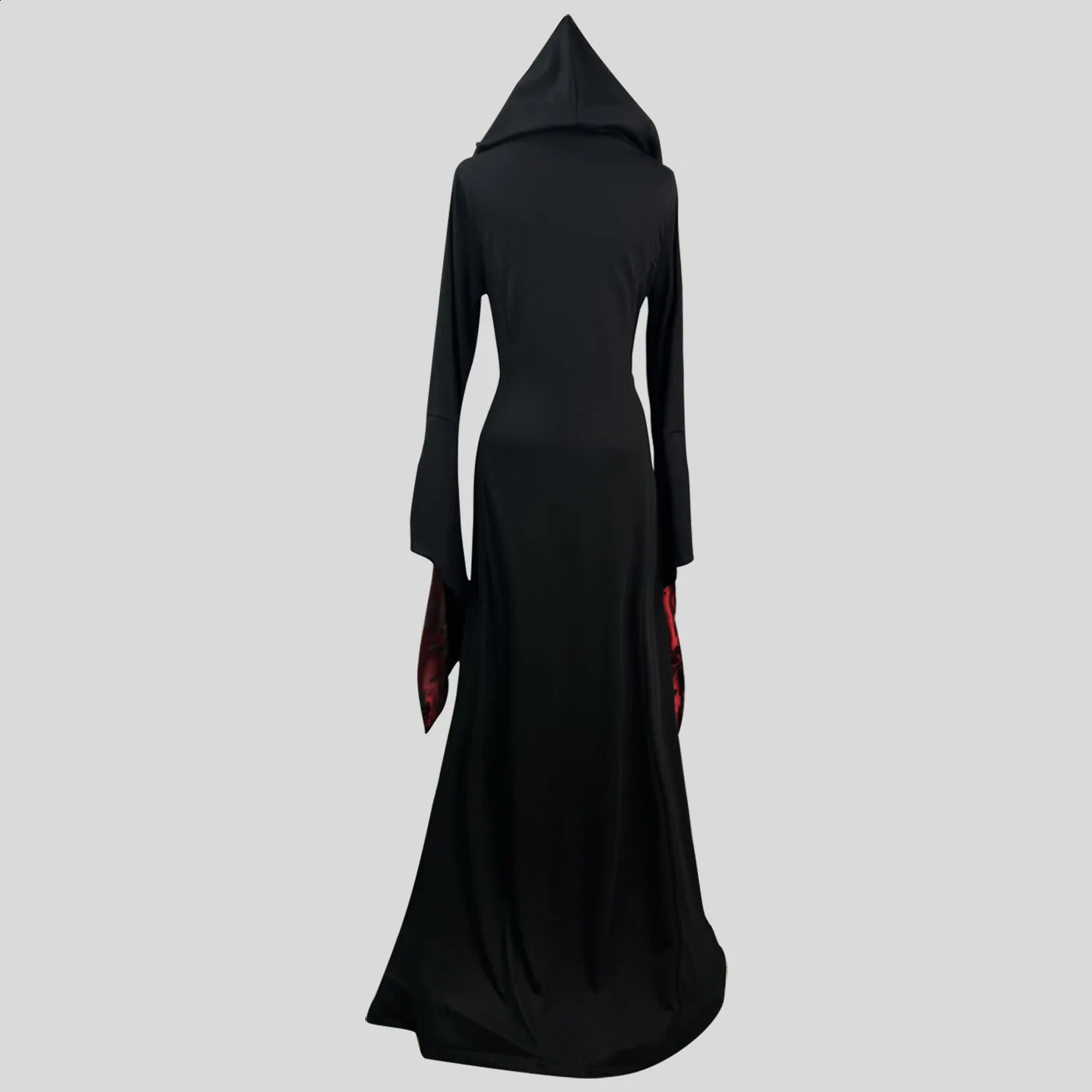 Medieval retro Gothic hoodie witch long leather y womens party dress cosplay Halloween adult costume 240823