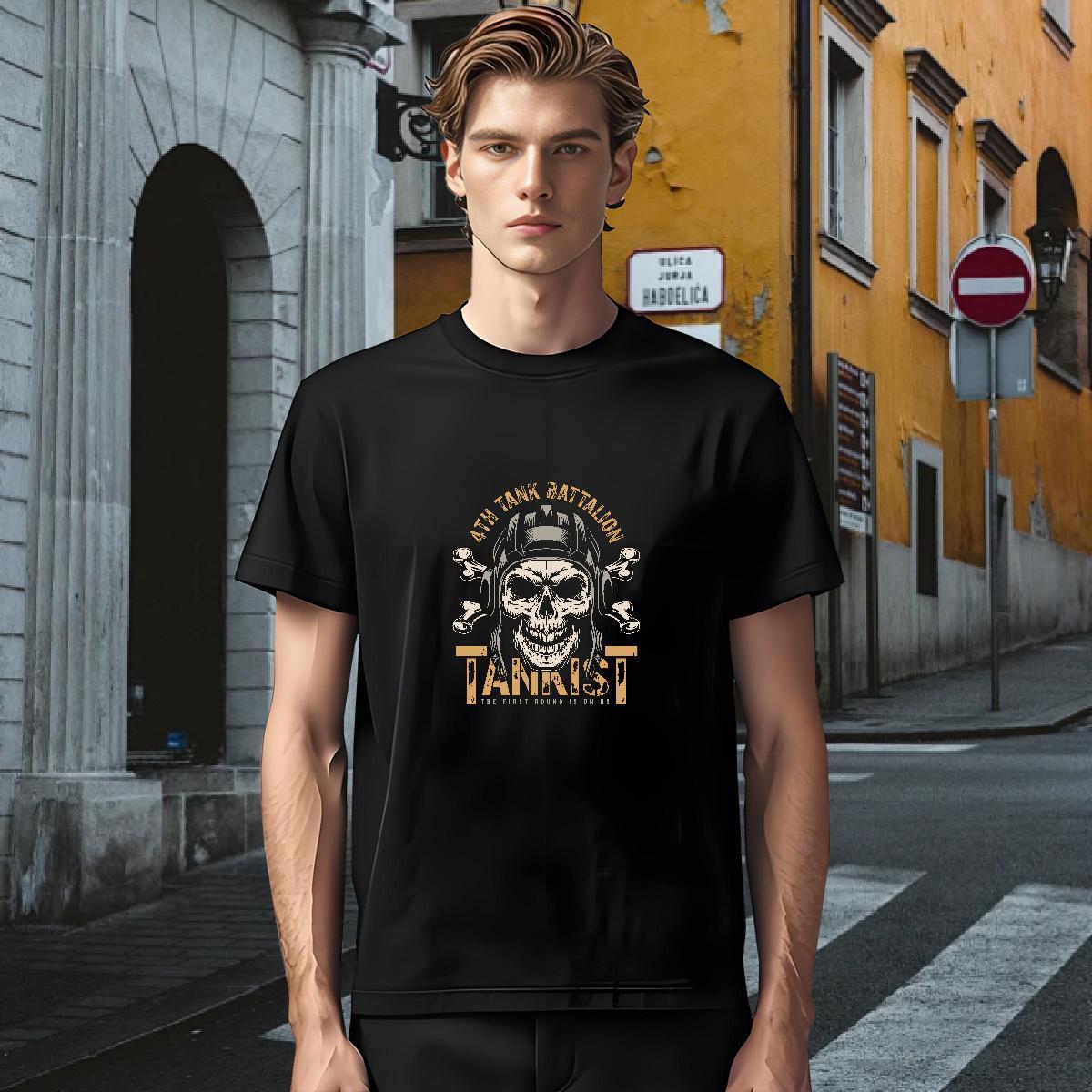 Popular T Shirts Men 100% Cotton 230g skull Casual Beach Custom Cartoon Breathable Crew Neck Couples T Shirts Wholesale Tees Shirts