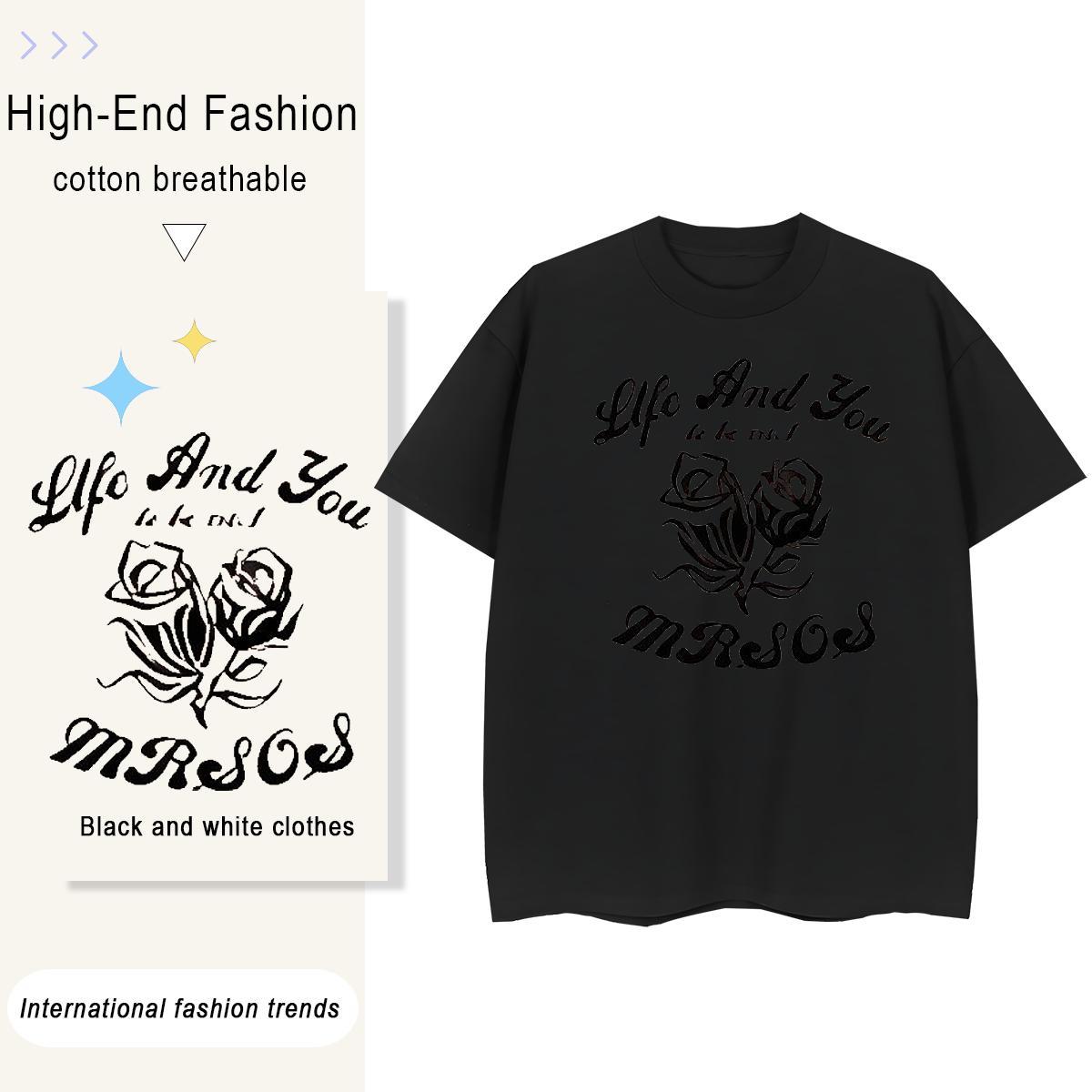 2024 Tshirt for Man Woman flower Street wear Hip Hop 230g 100% Cotton Tees Shirts Breathable Short Sleeve Loose Fit Mens T Shirts Custom Anime