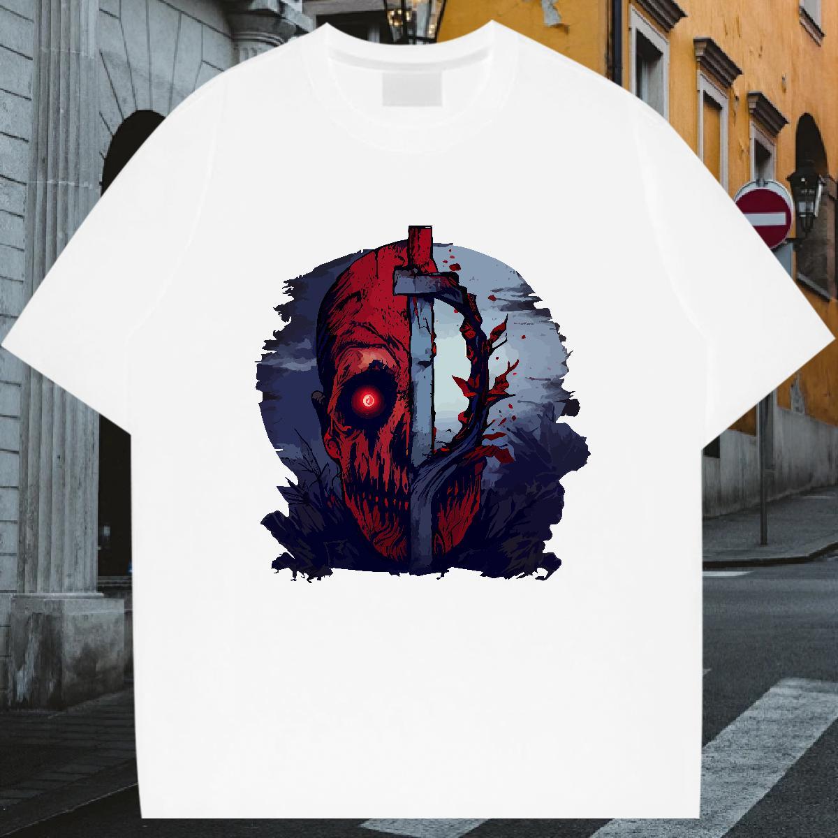 Brand T-Shirts 230g Cotton skull Casual White Plus Size Pure Cotton Men Tshirts Fashion Design Clothings