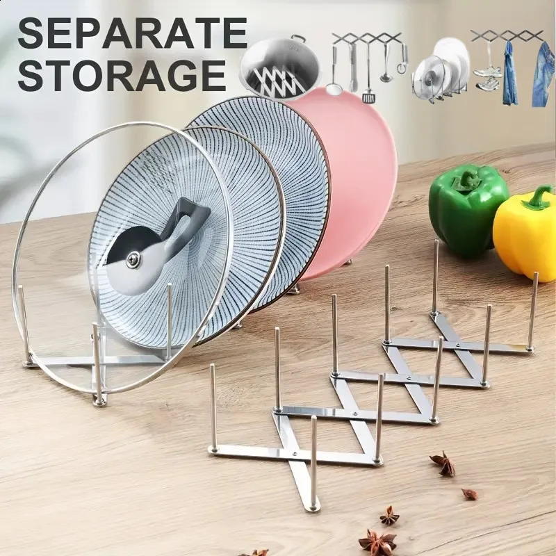 1/2PCS Multifunctional Pot Lid Rack Folding Telescopic Integrated Molding Plate Holder Steaming rack in a pot Dish Storage Rack 240823