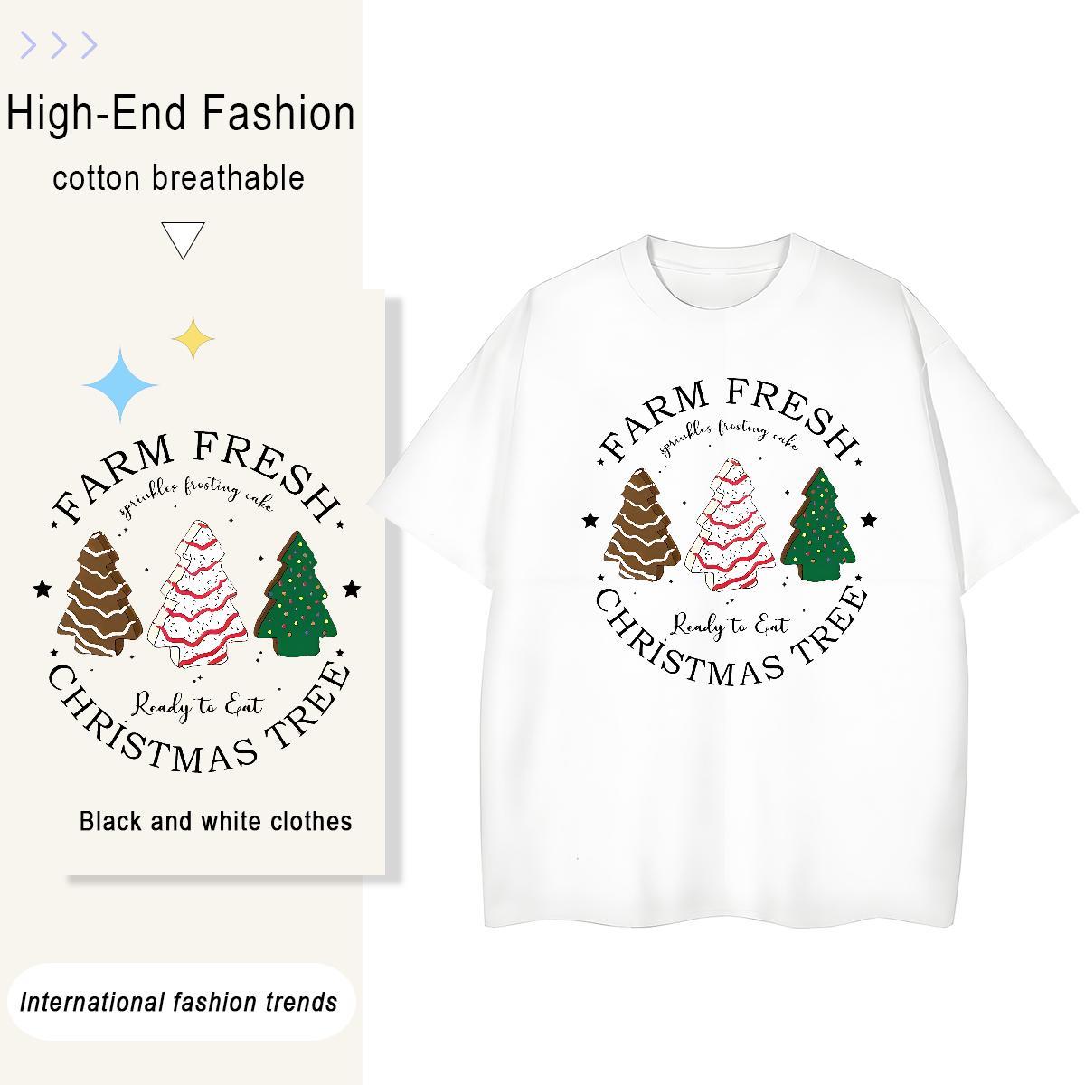 2024 Summer Men Tees christmas trees Spring Summer 100% Cotton 230g Tees Shirts Short Sleeve Soft Designer Men T Shirts Oversized 3XL 4XL