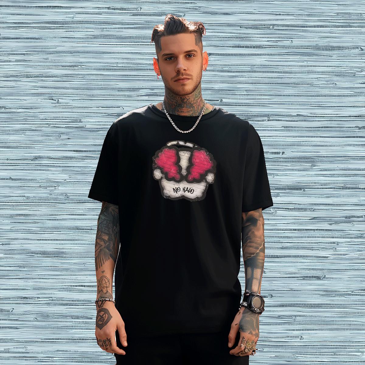 Free Shipping T-Shirts 100% Cotton 230g skull Street wear Hip Hop Cartoon Printing L-4XL O-Neck Short Sleeve Men Tops Tees Brand Wear