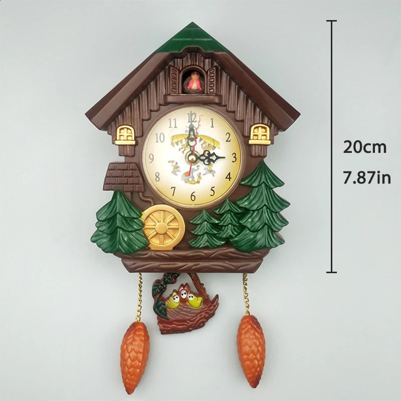 Cuckoo Bird House Creative Wall Clock Pastoral Style Cartoon Kids Room Decorative Wall Clock Full Clock Music Time Reporting 240824