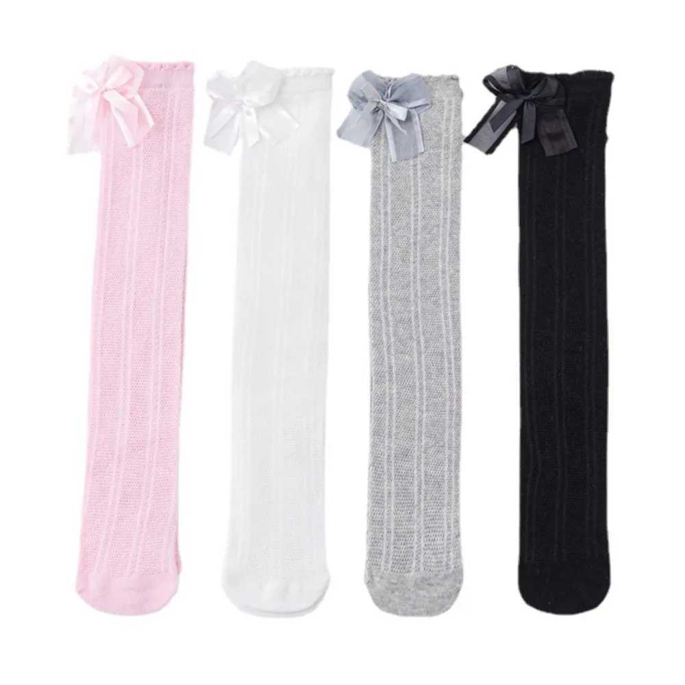 Girls summer thin silk stockings anti-mosquito stockings baby fishnet socks girl bowknot children long cotton socks CL240824