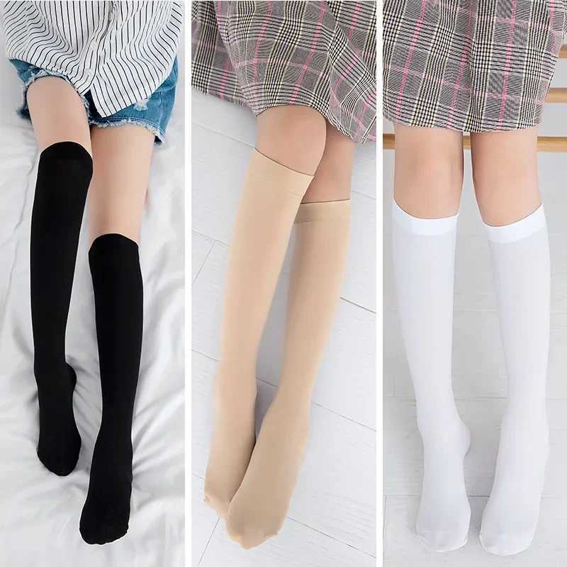 White School Girls Socks Velvet Knee High Long Socks Cartoon Star Heart Stripe Design Kid Black Princess Socks Kniekousen Meisje CL240824