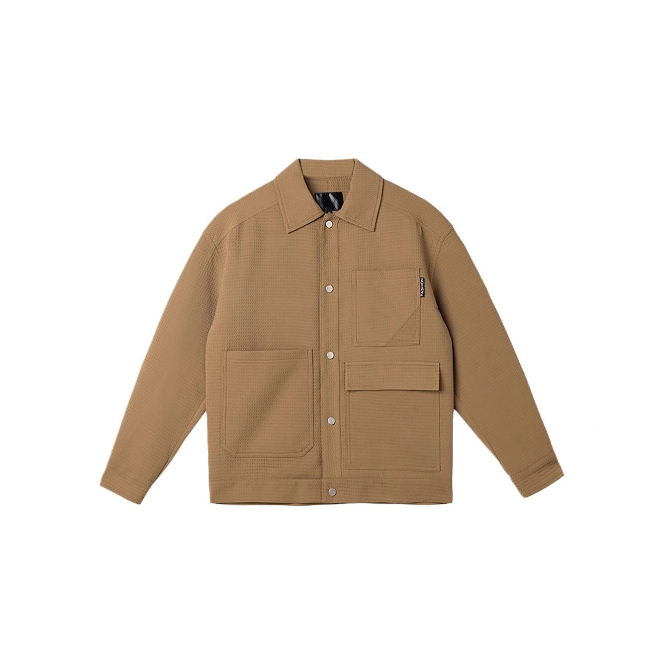 Spring and Autumn New Waffle Workwear Jacket Mens Korean Version Light Mature Style Mens Loose and High-end Casual Jacket