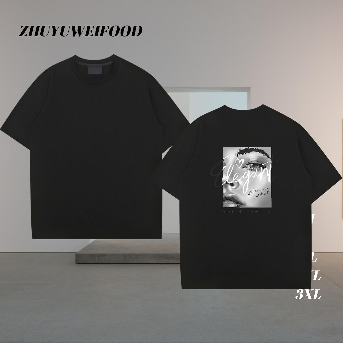 Soft T-Shirts for Men 230g Pure Cotton eyes Anime Printing Street Plus Size Custom O Neck Short Sleeves Tshirt for Man Woman Classic Tees
