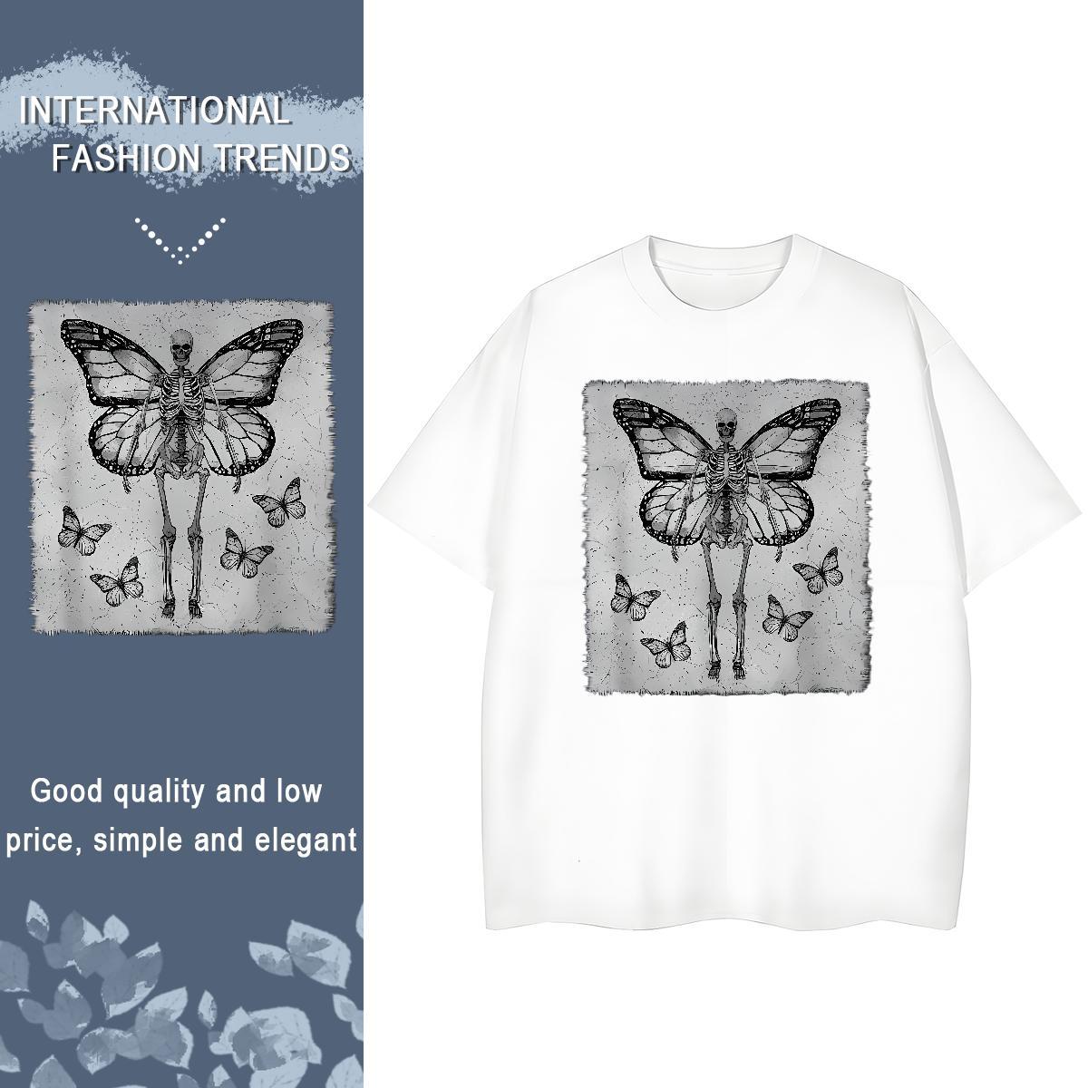 Cool Design T Shirt For Man 230g Pure Cotton skull Sport Customized Print O-Neck Short Sleeve Tshirts Fashion Tee Shirt