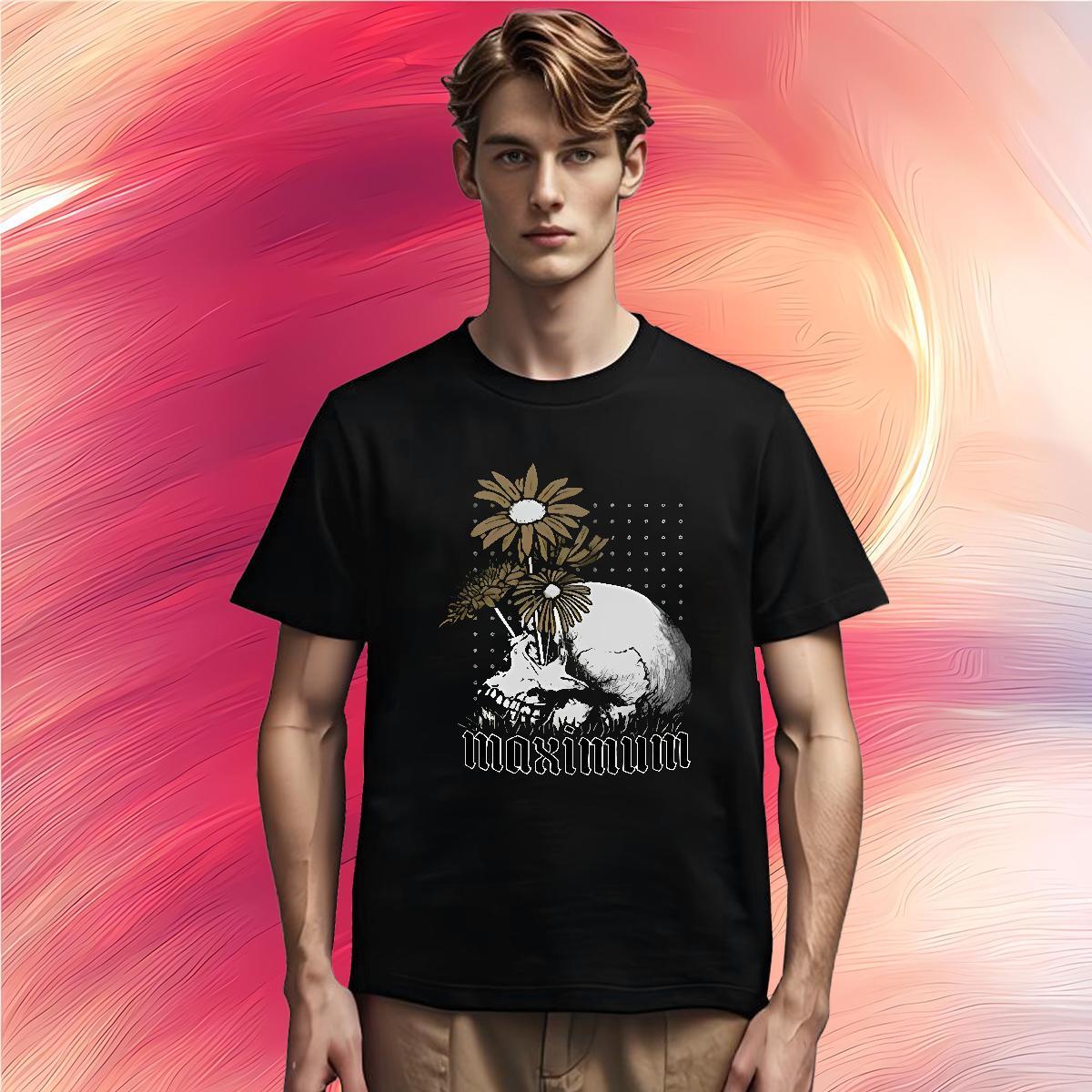 Loose T Shirt For Man 230g 100% Cotton skull Anime Printing Street Custom Big Size Round Neck Short Sleeve Couples T Shirts 2024 Summer Tees