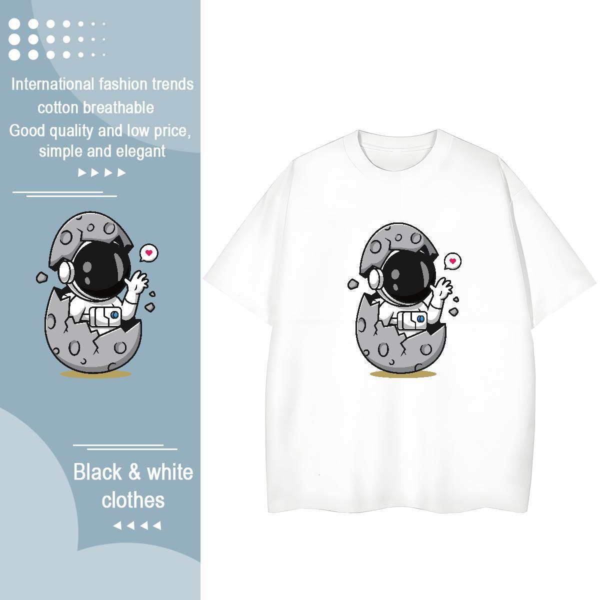 Soft Women Tshirts 230g Pure Cotton cosmonaut Spring Summer Women T Shirts Short Sleeve O-Neck Custom Printing Tees Shirts