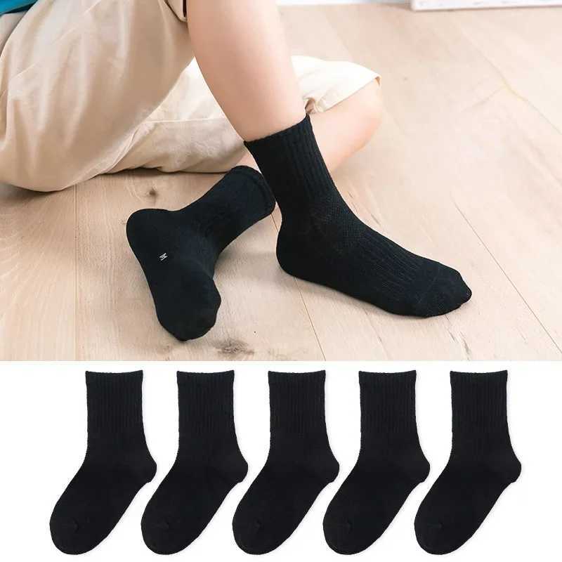 5Pairs/Lot Black White Kids Socks Casual Baby Girls Boys Cotton Stripe Mesh Summer Autumn Preppy Children Socks CL240824