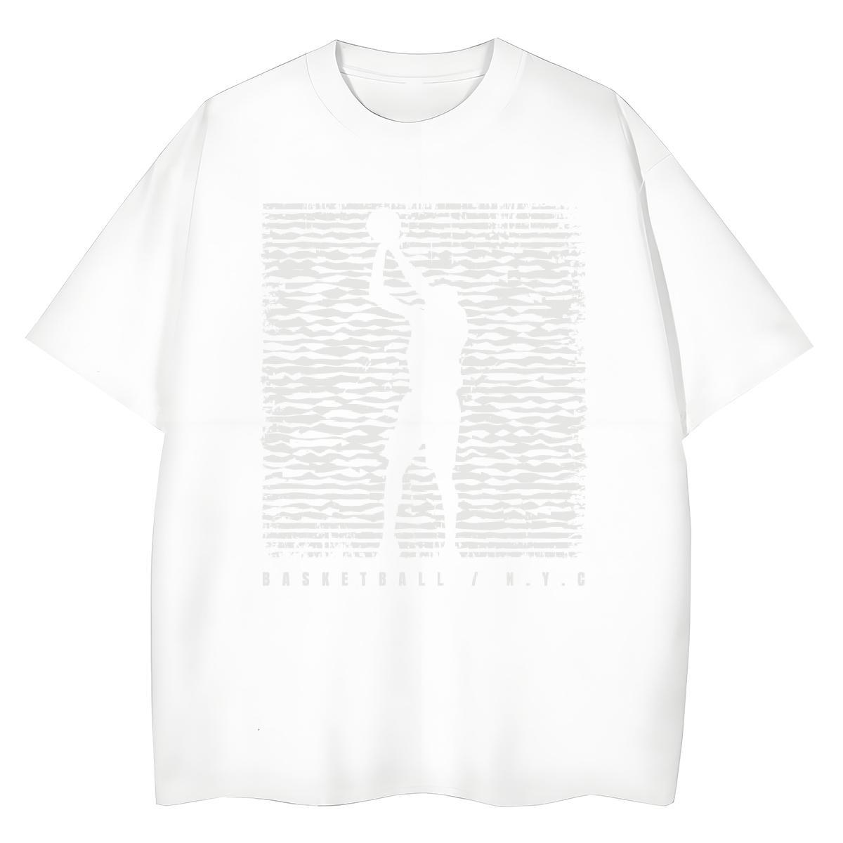 Loose fit Women Tees 230g Cotton painting Street Wear Women T Shirts Crew Neck White Plus Size Tops Shirt