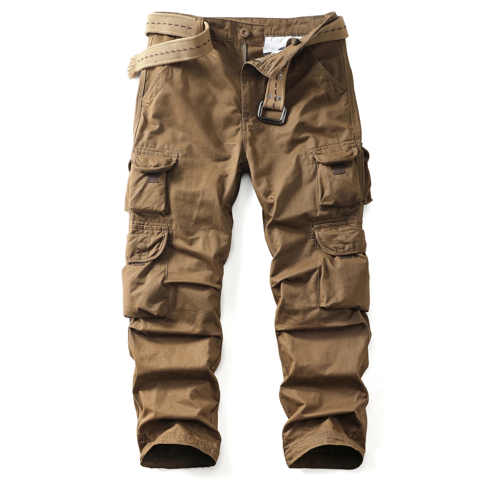 AKARMY mens wild cargo pants camouflage cotton casual thick work hiking with 8 pockets without straps 240823