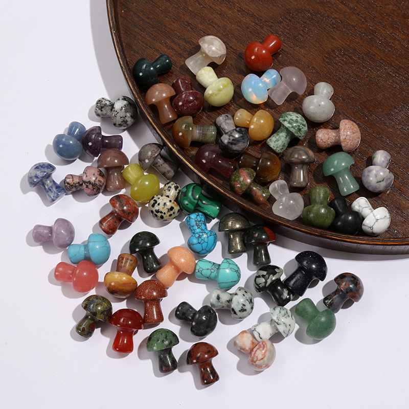 2CM Mushroom Reiki Healing Chakra Natural Stone Ornament Quartz Mineral Crystal Tumbled Gemstone Home Decoration Jewelry Making