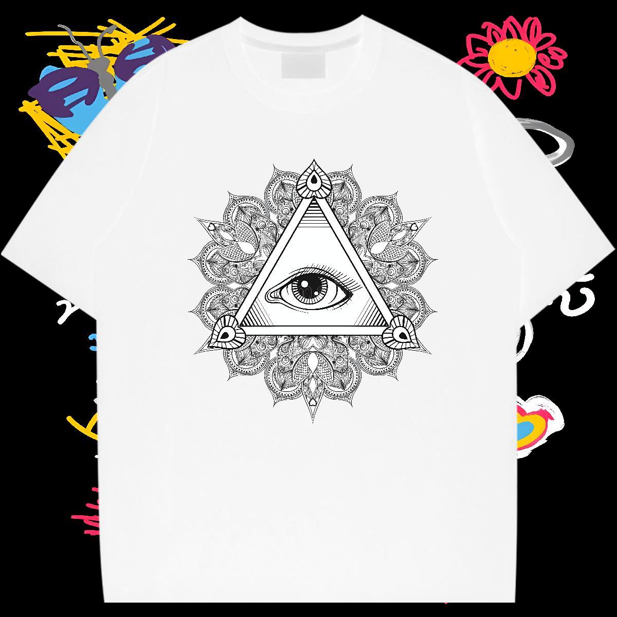 Free Shipping T Shirt For Man 100% Cotton 230g eye of the devil Street DIY Printed Crew Neck Men Tops Tees Brand Tees Shirts