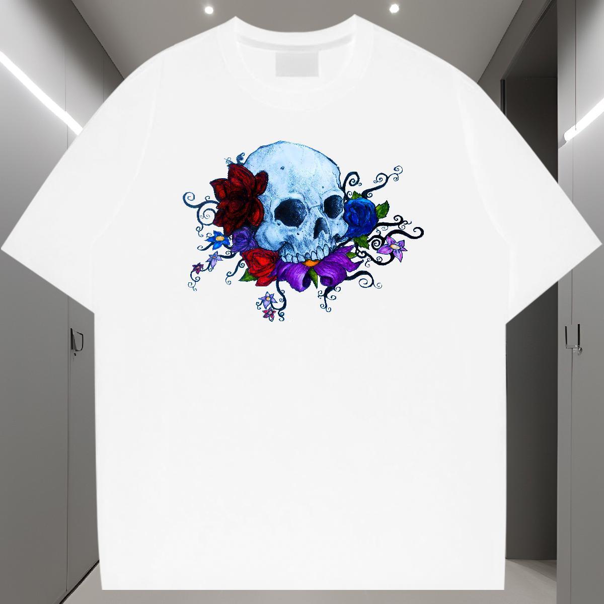 High Quality Man T Shirts 100% Cotton 230g flower Casual Daily Wear Oversized 4XL Breathable Soft Tshirt for Man Woman DIY Tee Shirt
